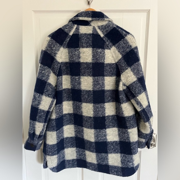 Sezane Wool Manteau Joe Jacket Coat in White and Blue check Size 6/36 - Picture 6 of 9